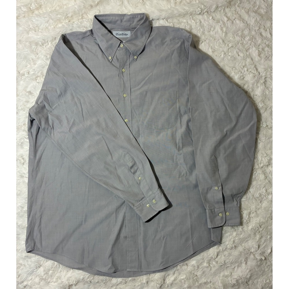 Brooks Brothers Mens Grey Micro Stripe Button Down Shirt 17 34/35 Cotton L/S